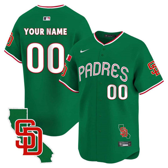 Men's San Diego Padres Active Player Custom Green Mexico Premier Limited Stitched Baseball Jersey